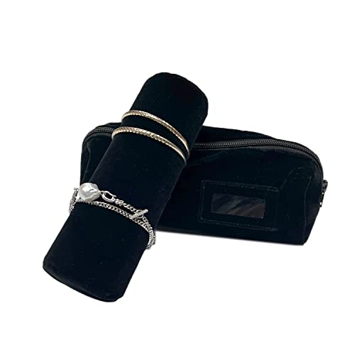 UnionPlus Travel Jewelry Roll, Organizer for Brackets Bangles Watches, Great Jewelry Organizer for Travel, Black (Black, Medium) - color: Black, size: Medium