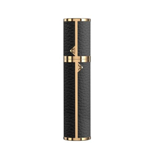 8ML Travel Perfume Refillable Atomizer, Mini Genuine Leather Cologne Sprayer, Protable Pocket Size Empty Fragrance Spray Bottle (Black) - color: Black