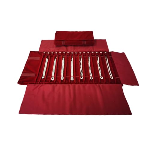 Portable Jewelry Roll Untangled Secure Necklace Travel Storage Bag Displays Holder 16 Chain (Burgundy) - color: Burgundy