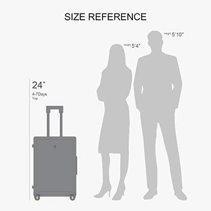 LEVEL8 Checked Luggage, Large Suitcase, Lightweight Luminous Textured Tsa Approved Medium Hardside Luggages with 8 Spinner Wheels, 24 Inch, Dark Grey - color: Grey, size: Checked-Medium 24 Inch