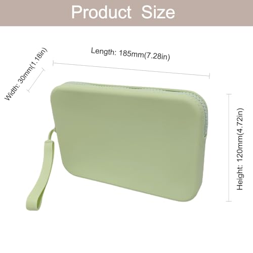 Large Silicone Multifunctional Essential Bag Portable Travel Makeup Bag for Women Men Cards Cash Bag Zipper Pouch (Light Green) - color: Light Green