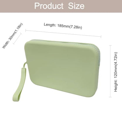 Large Silicone Multifunctional Essential Bag Portable Travel Makeup Bag for Women Men Cards Cash Bag Zipper Pouch (Light Green) - color: Light Green