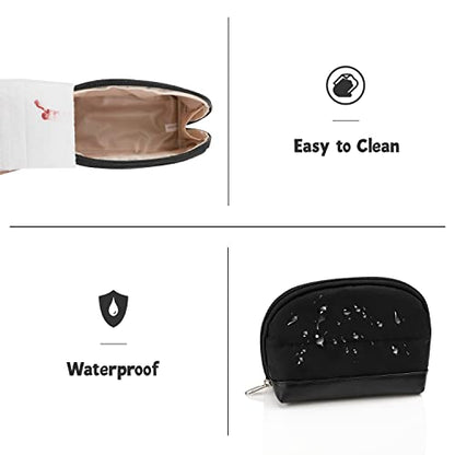 Ethereal Small Makeup bag for Purse, Cute Cosmetic Bag Portable Mini Makeup Pouch for Women Black - color: 03-mini black