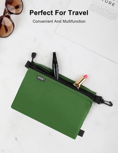 GOX Travel Toiletry Bag, Carry On Small Zipper Pouch, Cosmetic Kit Makeup, Digital Bag, Water Repellent Nylon (Blackish Green) - color: Blackish Green