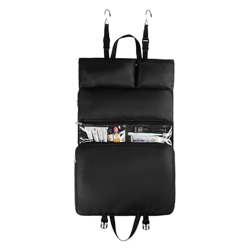 Surblue Travel Hanging Storage Bag for Luggage with Hooks and Handle Compression Packing Cube 6-in-1 Suitcase Organizer Travel Packing Organizers Space-Saving Carry-on Closet, Black - color: Black