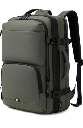 BAGOK Carry On Travel Backpack, 35L-40L Expandable Extra Large Airline Approved,Lightweight Daypack for Men and Women（Green） - color: Green, size: Large