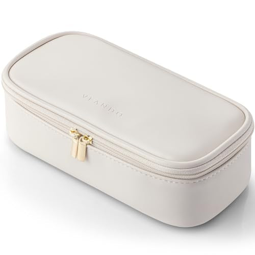 Vlando Travel Makeup Bag,Small Makeup Pouch Cosmetic Bag for Women Makeup Organizer Bag Gifts for Women Girlfriend Teacher Mom Brithday Gifts-White - color: 01-White