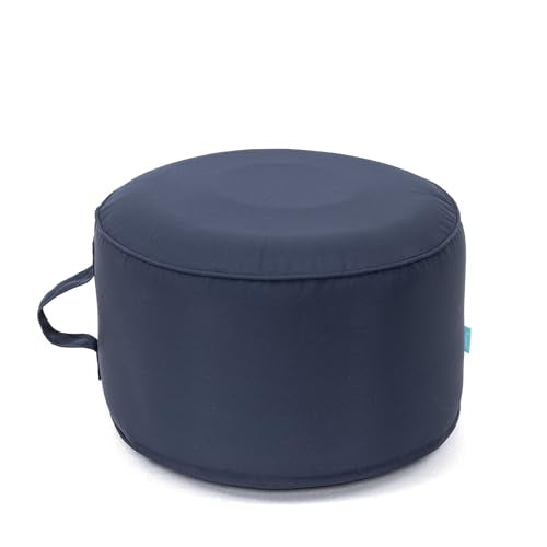 QILLOWAY Inflatable Outdoor Ottoman for Patio, Waterproof Round Pouf, Inflatable Foot Rest, Outdoor Footstool for Poolside, Garden，Camping,All Navy - color: Navy