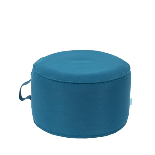 QILLOWAY Inflatable Outdoor Ottoman for Patio, Waterproof Round Pouf, Inflatable Foot Rest, Outdoor Footstool for Poolside, Garden，Camping,All Peacock Blue - color: All Peacock Blue