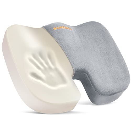 SAIREIDER Seat Cushions for Office Chairs, Memory Foam Coccyx Cushion Pads for Tailbone Pain, Sciatica Relief Pillow, Car Seat Cushion, Correct Sitting Posture (Grey) - color: Chair Cushion-grey