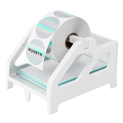 MUNBYN Label Holder for Rolls and Fan-Fold Labels, Thermal Sticker Roll Holder for Desktop Thermal Printer Shipping Supplies Industrial Paper, White - color: White