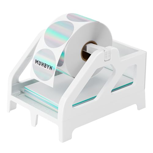 MUNBYN Label Holder for Rolls and Fan-Fold Labels, Thermal Sticker Roll Holder for Desktop Thermal Printer Shipping Supplies Industrial Paper, White - color: White