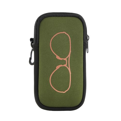 QIUTIMIY Sunglasses Soft Case Zipper Double Eyeglass Case with 2 Compartments 1 Belt Clip - color: Army Green