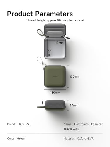 Hagibis Electronics Organizer Travel Case Cable Organizer Bag Pouch Portable Waterproof Carry Case for Cable, Charger,Power Bank, SD Card, Mouse, USB Flash Disk (DPB01 Green)