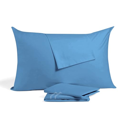 Toddler Travel Small Pillowcase 12x16 Inch Set of 2, mini Pillow case with Zipper Closure 500 Thread Count 100% Soft Egyptian Cotton Travel Pillow Cover 12x16, Medium Blue - color: Medium Blue, size: Toddler 12x16