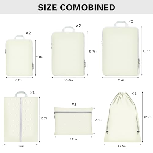 Compression Packing Cubes for Travel,Waterproof Packing Compression Cubes for Travel Packing Organizers,Luggage Cubes for Packing,Ultralight Expandable Packing Cubes Compression (Beige 9 Pack)