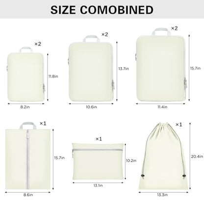 Compression Packing Cubes for Travel,Waterproof Packing Compression Cubes for Travel Packing Organizers,Luggage Cubes for Packing,Ultralight Expandable Packing Cubes Compression (Beige 9 Pack)