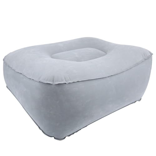 Footrest with Air Pump - Soft Flocking Adjustable Height Leg Support Cushion for Travel, Office & Home Use,37x30x16cm/14.57x11.81x6.30in(Grey) - color: Grey