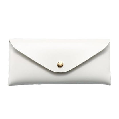 Portable Leather Glasses Case Anti-pressure Glasses Bag Coin Purse Storage Bag Suitable for Men and Women - color: Button Suit White