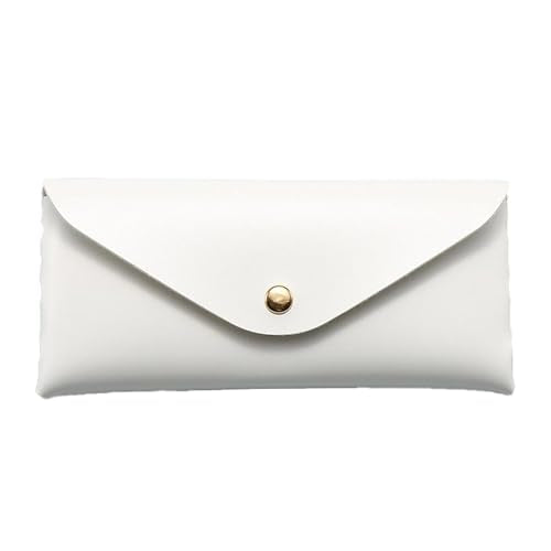 Portable Leather Glasses Case Anti-pressure Glasses Bag Coin Purse Storage Bag Suitable for Men and Women - color: Button Suit White