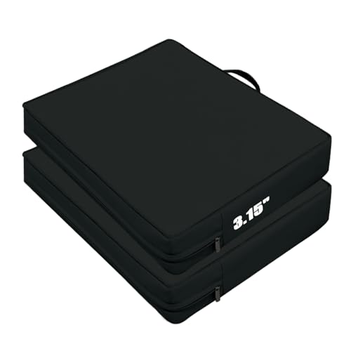 Stadium Seat Cushion 3.15 Inches Thick Portable with Handle Bleacher Cushions for Indoor Outdoor Events Waterproof Chair Pad - color: Black 2pcs