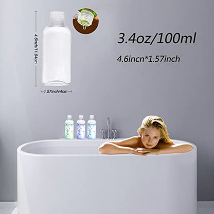 Clear Plastic Empty Squeeze Bottles 18 Pack 3.4oz/100ml with Flip Cap TSA Travel Bottle for Shampoo, Conditioner & Lotion (18 Counts) - size: D-18 Counts