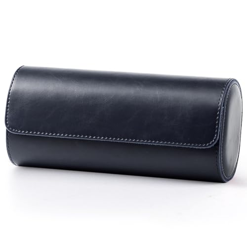 Triple Leather Watch Box, Vintage Watch Roll Travel Case for Men and Women, Blue - color: Blue, size: Triple