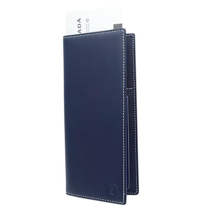 Genuine Leather RFID Blocking Long Passport Holder Passport Cover (Dark Blue) - color: Dark Blue