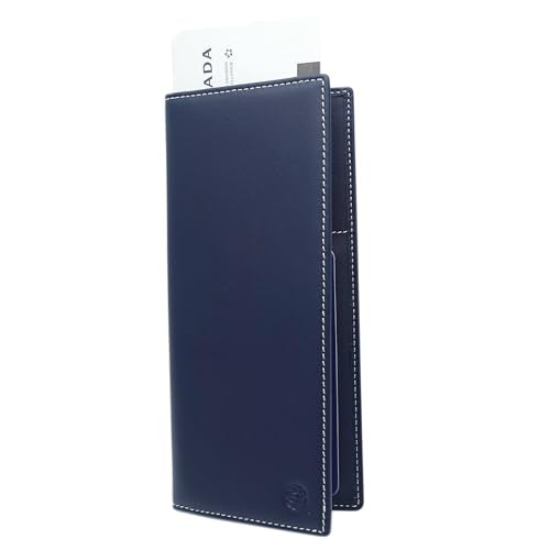Genuine Leather RFID Blocking Long Passport Holder Passport Cover (Dark Blue) - color: Dark Blue