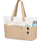 Beach Bags for Women Large Canvas Beach Tote with Zipper Wet Pocket, Waterproof Foldable Swim Pool Travel Tote Bags - color: Khaki