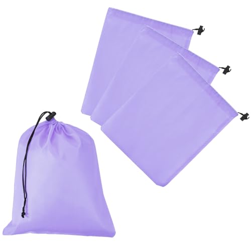 Drawstring Bag with Toggle, Stuff Sack String Waterproof Travel Storage Bags Cinch Stuff Pouch Fitting for (Gym/Traveling/Hiking/Yoga/Office/Shoes) 12 x 10 & 4 Pack & Light Purple - color: Light Purple, size: 12 x 10"