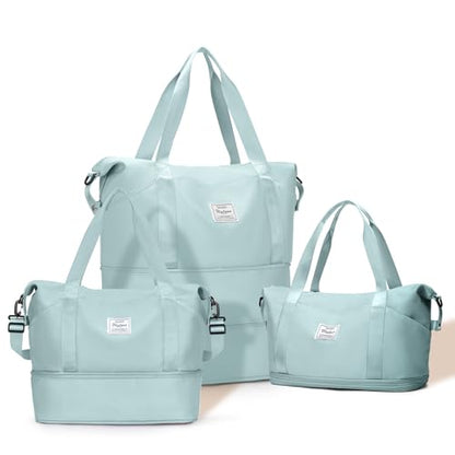 Expandable Travel Duffle Bag for Women Men, Large Gym Bag Travel Tote Bags, Waterproof Carry On Personal Item Bag Airline Approved, Overnight Workout Weekender Bag with Luggage Sleeve, Light Blue - color: C- Light Blue
