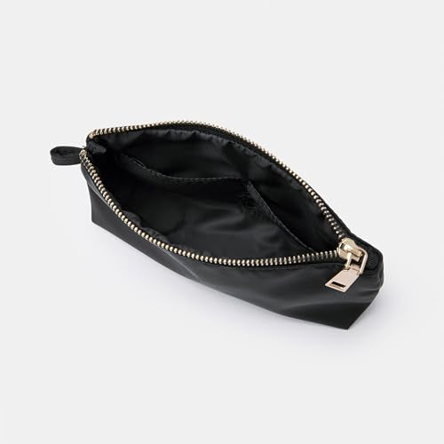 Mini Nylon Travel Toiletry Bag for Women, Water-Resistant Small Makeup Bag Organizer with 2 Dividers, Lightweight Cosmetic Pouch for Purse and Gym (Nylon/Black) - color: Nylon/Black