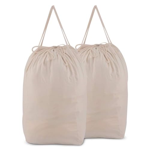 MCleanPin Washable Laundry Bags with Handles,140L Dirty Clothes Storage Bags for Laundry Hamper and Basket with Liner in College Dorm Travel, 2 Pack (Beige) - color: Beige