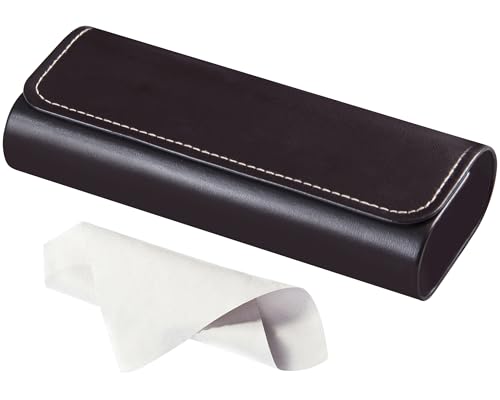 RayLove Hard Shell Glasses Case, Lightweight Leather Eyeglass Case, Travel-Friendly Sunglasses Protector for Men & Women - color: Coffee Color