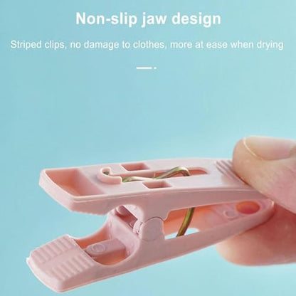 Pegs for Washing Line 31Psc Non Slip Windproof PP Material Pegs with Basket Multifunctional Fastening Waterproof Laundry with Spring.. - color: Pink