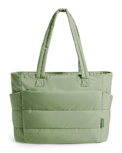 BAGSMART Tote Bag for Women, Lightweight Puffy Tote Bag with Compartments Shoulder Bag Handbag for Travel, Work, Gym | Lightweight - color: Green, size: Standard