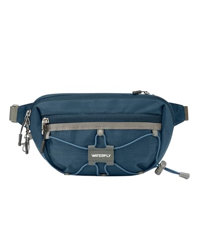 WATERFLY Lightweight Small Fanny Pack: 1.5L Mini Slim Crossbody Waist Belt Hip Bag with RFID Blocking, Anti-Theft & Water Resistant Pouch for Women Men Travel Hiking Running Walking EDC - color: Dark Blue