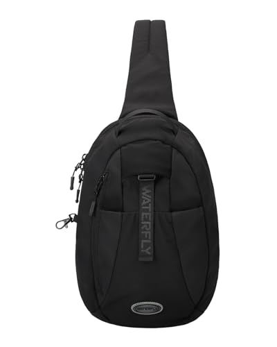 WATERFLY Small Crossbody Sling Backpack: RFID Blocking Anti Theft Sling Bag Travel Daypack Man Woman - color: Black