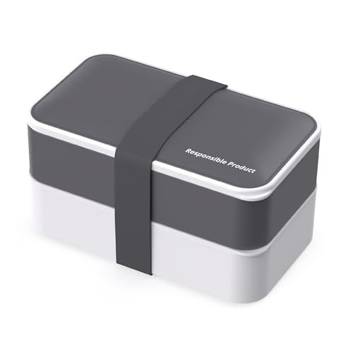 Responsible Products Leak Resistant Bento Box with Tableware for Adult - Teens, Insulated Lunch Box for Women - Men - Girls - Boys, BPA Free, Dishwasher Safe, Microwave Safe, Freezer Safe, 46 oz - color: Arctic Grey, size: Classic All-In-One