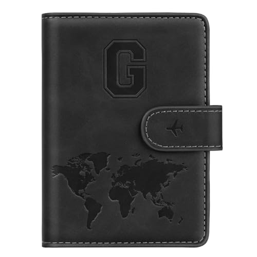 Passport Holder Wallet Cover Personalized Letter A-Z Travel Wallet RFID Blocking Passport Cover Wallet Case for Travel Passport Book Holders for Women and Men, Black-G - color: Black, size: G