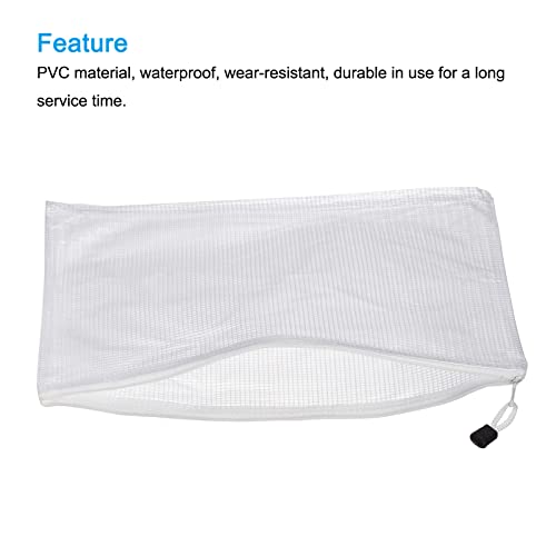 MECCANIXITY Mesh Zipper Bags, A3 Size Plastic Zip File Pouch Document Folders for Home Office Travel, White Pack of 3 - color: White