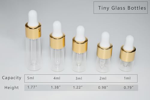 Small Dropper Bottle, 10pcs 3ml Mini Sample Dropper Bottles Mini Makeup Containers for Travel Liquids Tiny Glass - size: 3ml