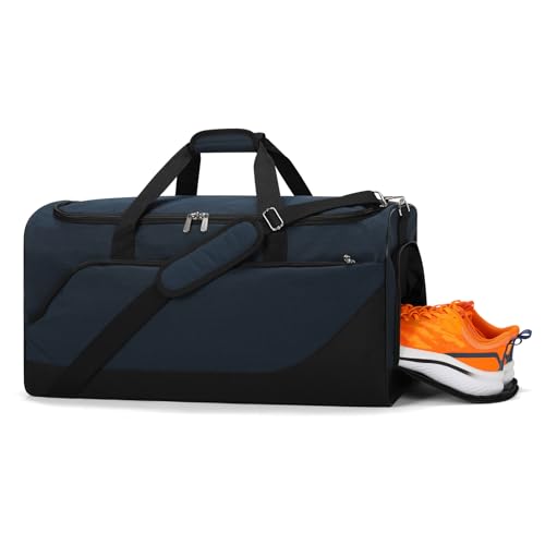 iFARADAY Men's Duffle Bag with Shoes Compartment, 24 inch, Navy Blue | 52L, Multi Pockets, Gym Sport Duffle Bag, Travel, Fitness & Workout - color: Navy Blue