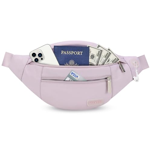 MAXTOP Large Crossbody Fanny Pack with 4-Zipper Pockets,Gifts for Enjoy Sports Festival Workout Traveling Running Casual Hands-Free Wallets Waist Pack Phone Bag Carrying All Phones - color: Lavender Purple, style: Large Fanny Pack(4 Zipper Pockets)
