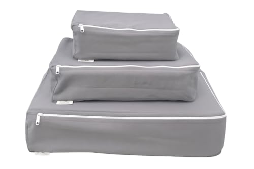 Packing Cubes Bag Pure Canvas Travel Organizers with Durable YKK Zippers for Clothes, Shoes & Luggage Storage (Set of 3 (1 Small, 1 Medium, 1 Large), Gray) - color: Gray, style: Set of 3 (1 Small, 1 Medium, 1 Large )