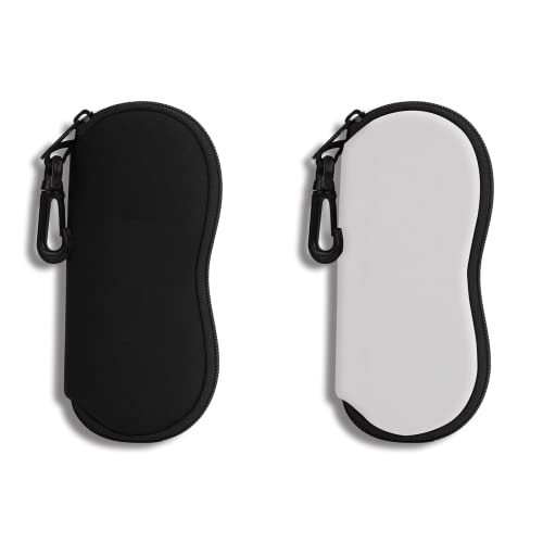 Hion Sunglasses Soft Case Ultra Light Neoprene Zipper Eyeglass Case With Belt Clip - color: 3c-2pcs-black+light Grey