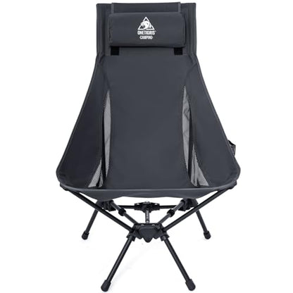 ONETIGRIS Tigerblade High Back Camping Chair with Pillow Design, Comfortable Widened Seat Folding Chair - color: Grey