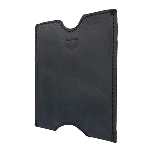 Hide & Drink, Travel Passport Pocket Sleeve Handmade from Full Grain Leather - Charcoal Black - color: Charcoal Black
