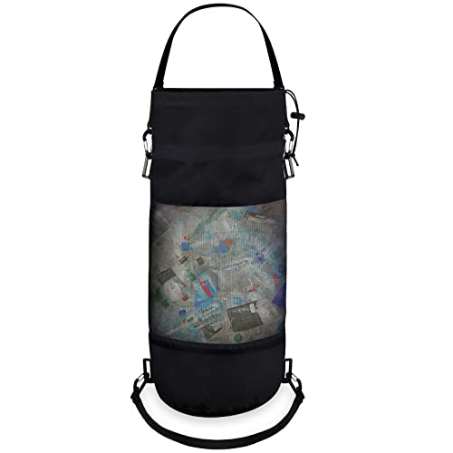 Gersoniel Portable Boat Trash Bags Boat Accessories Container Outdoor Medium Hoop Mesh Trash Bags Reusable Garbage Container Cabin Storage for Men Women Adults Kayak Camper Fishing - color: Black, style: Classic Style